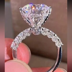 White Topaz Halo Engagement Ring - White Gold